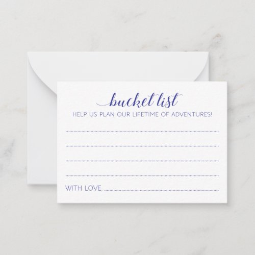 Elegant Wedding Bucket List Navy Blue Advice Cards
