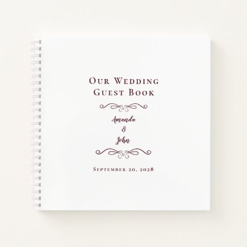 Elegant Wedding Burgundy Chic Budget Guest Book 