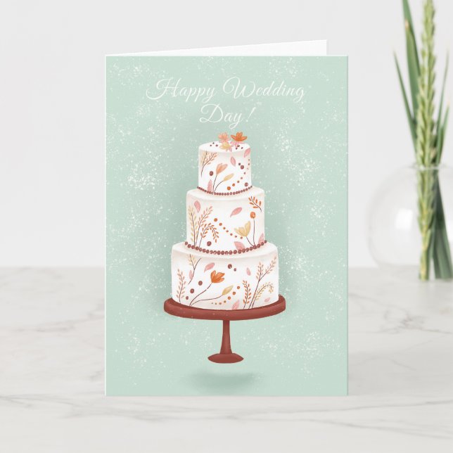 Elegant Wedding Cake Congratulations Card (Front)