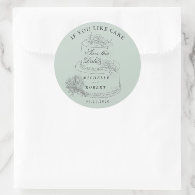 Elegant Wedding Cake Pastel Save The Date Classic Round Sticker (Bag)