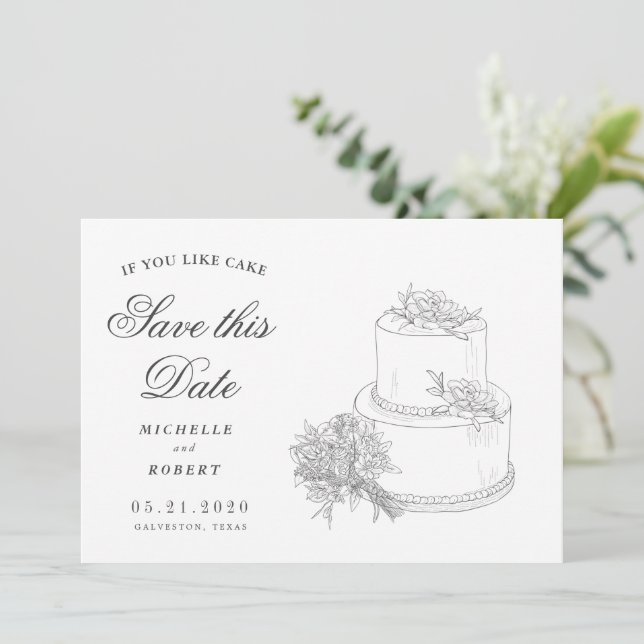 Elegant Wedding Cake Photo Save The Date Invitation (Standing Front)