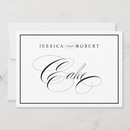 Elegant Wedding Cake Sign Black Border