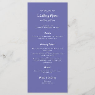 Elegant Wedding Calligraphy Chic Periwinkle Blue Menu