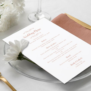 Elegant Wedding Calligraphy Chic Rose Gold Dinner Menu