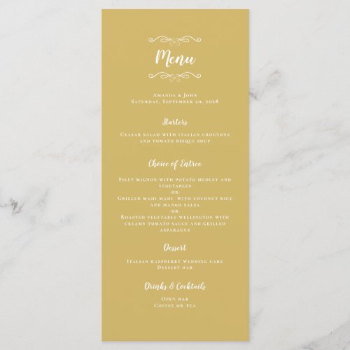 Elegant Wedding Calligraphy Dinner Party Chic Gold Menu