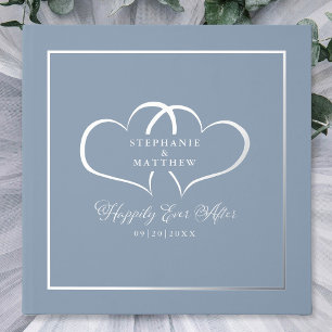 Elegant Wedding Calligraphy Photo Hearts Silver Foil Guest Book