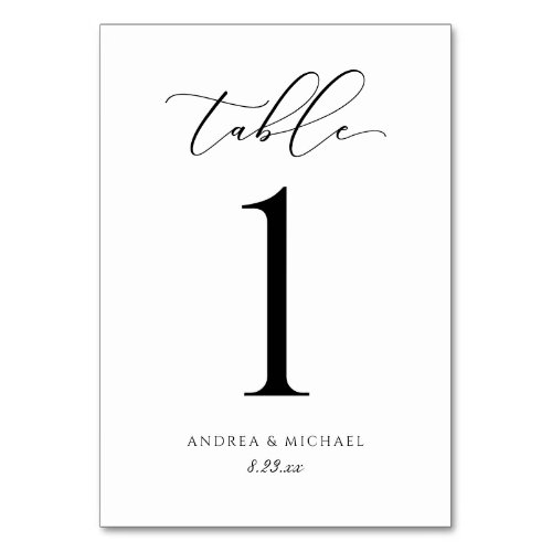 Elegant Wedding Calligraphy Script Table Number