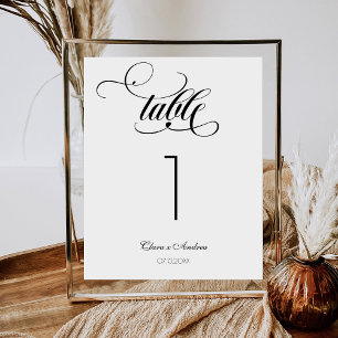 ELegant Wedding Calligraphy Script Table Number