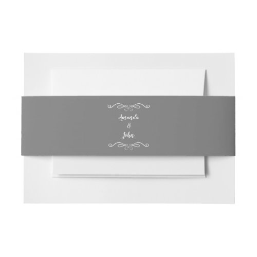 Elegant Wedding Calligraphy Solid Gray Formal Chic Invitation Belly Band