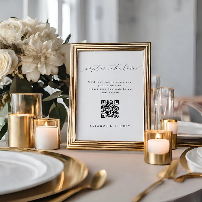 Elegant Wedding Capture the Love QR Code Printable Poster (Creator Uploaded)