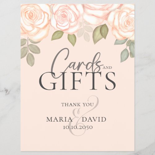 Elegant Wedding Cards and Gifts Sign Coral Peach Flyer