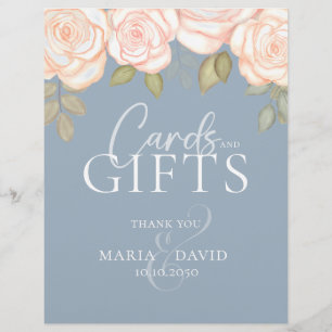 Elegant Wedding Cards and Gifts Sign Dusty Blue Flyer