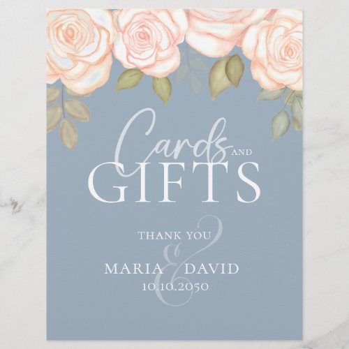 Elegant Wedding Cards and Gifts Sign Dusty Blue Flyer