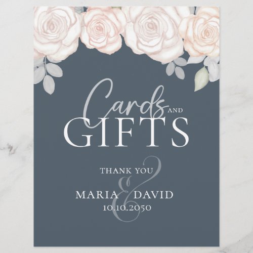 Elegant Wedding Cards and Gifts Sign Dusty Gray Flyer