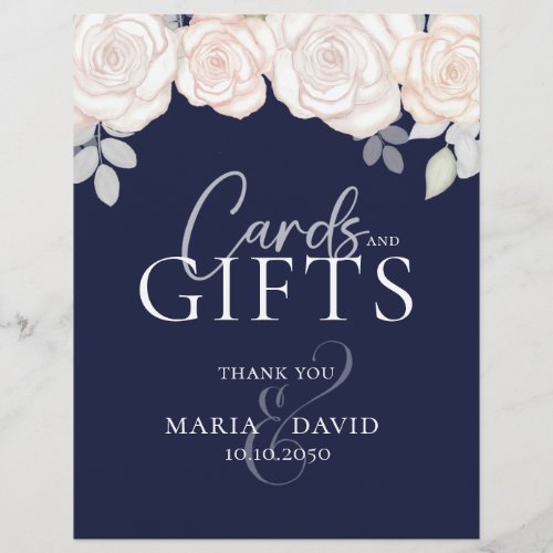 Elegant Wedding Cards and Gifts Sign Navy Blue Flyer