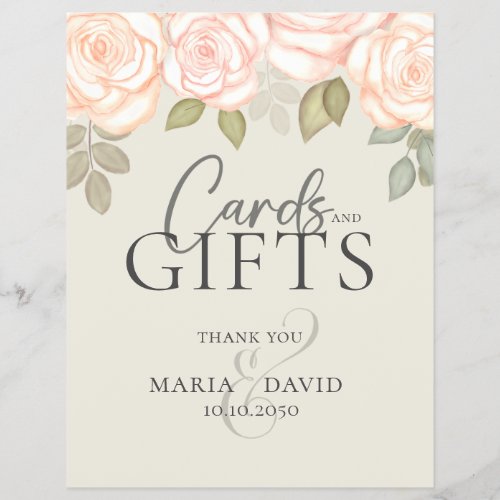 Elegant Wedding Cards and Gifts Sign Sage Green Flyer