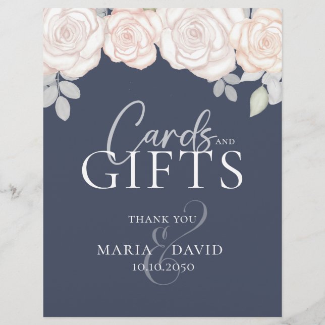 Elegant Wedding Cards and Gifts Sign Slate Blue Flyer (Front)