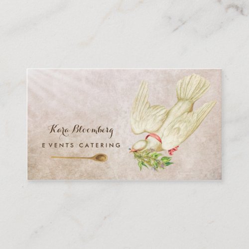 Elegant Wedding Caterer Vintage Dove With Herbs Business Card