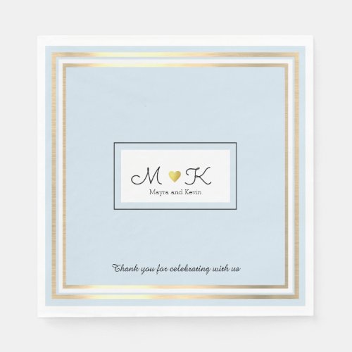 elegant wedding celebration reception pale blue paper napkins