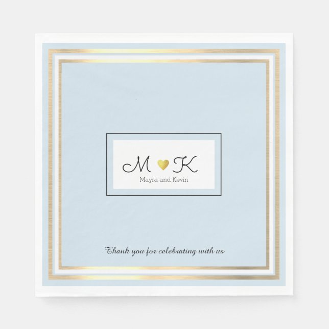 elegant wedding celebration reception pale blue paper napkins (Front)