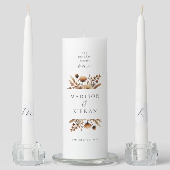 Elegant Wedding Ceremony Bible Quote Unity Candle Set (Front)