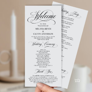 Elegant Wedding Ceremony Order, Black and Grey Program