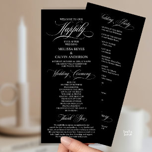 Elegant Wedding Ceremony Order, Classy Black White Program