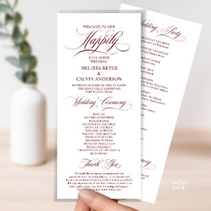 Elegant Wedding Ceremony Order, Classy Burgundy Program