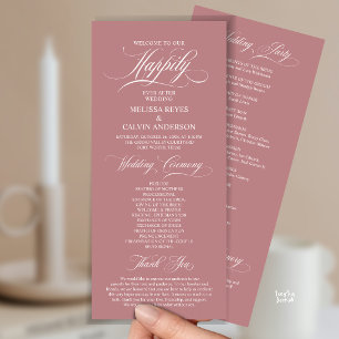 Elegant Wedding Ceremony Order, Classy Dusty Rose Program