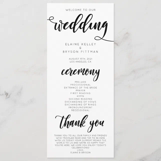 Elegant Wedding Ceremony Program | Zazzle