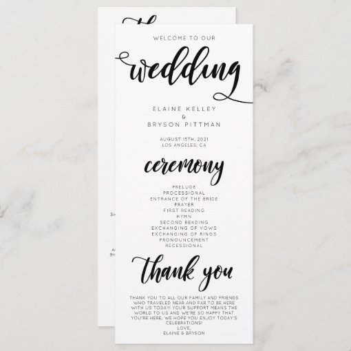 Elegant Wedding Ceremony Program | Zazzle