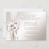 Elegant Wedding Champagne Floral Cream Bow Invitation (Back)