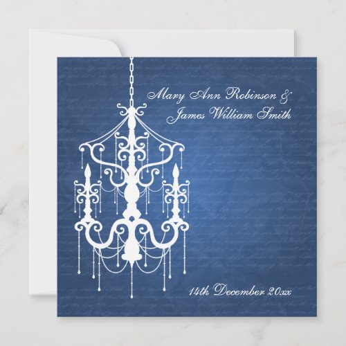 Elegant Wedding Chandelier Blue Announcement
