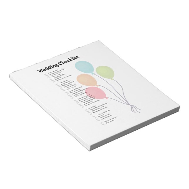 Elegant Wedding Checklist Notepad (Angled)