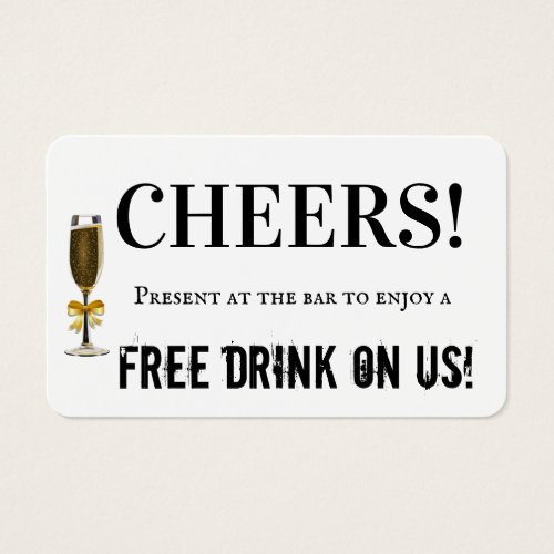 Elegant Wedding Cheers Bar Drink Voucher Ticket 