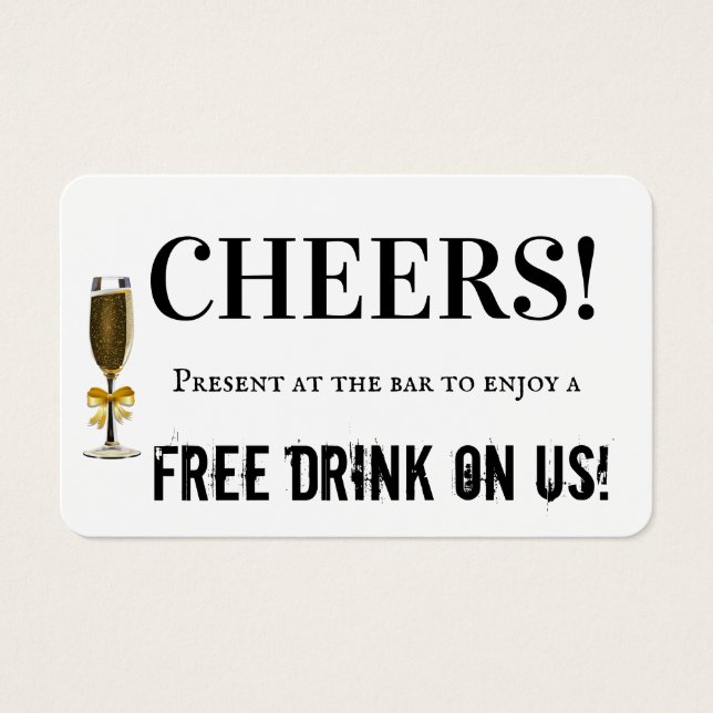 Elegant Wedding Cheers Bar Drink Voucher Ticket  (Front)