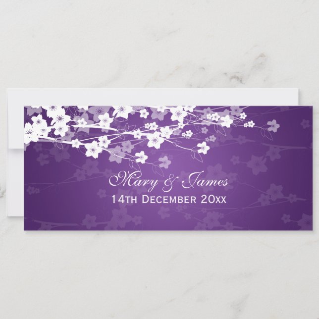 Elegant Wedding Cherry Blossom Purple Invitation (Front)