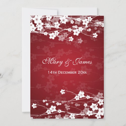 Elegant Wedding Cherry Blossom Red Invitation