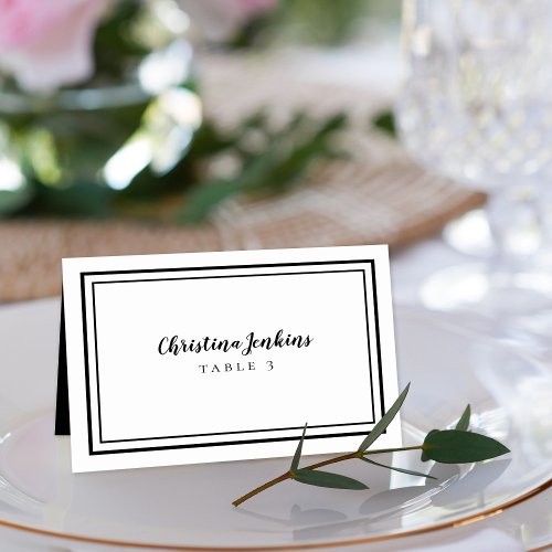 Elegant Wedding Chic Black Custom Guest Place Card