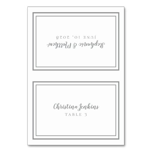 Elegant Wedding Chic Gray Custom Guest Place Card