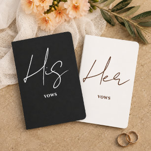 Elegant Wedding Classic Black White His and Hers Foil Vow Books