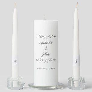 Elegant Wedding Classic Ceremony Bride Groom Gray Unity Candle Set