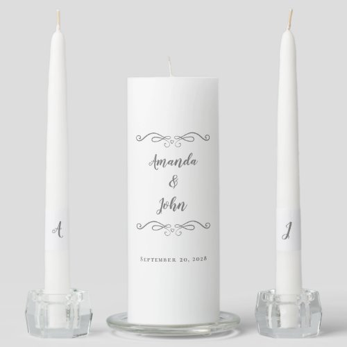 Elegant Wedding Classic Ceremony Bride Groom Gray  Unity Candle Set