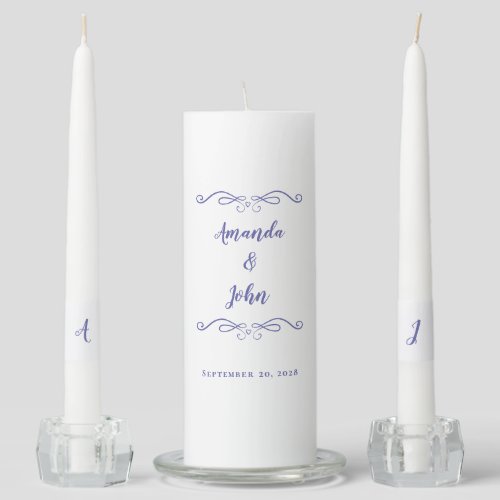 Elegant Wedding Classic Ceremony Periwinkle Blue Unity Candle Set