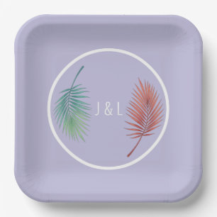 Elegant wedding classic stylized "J & L" monogram Paper Plates
