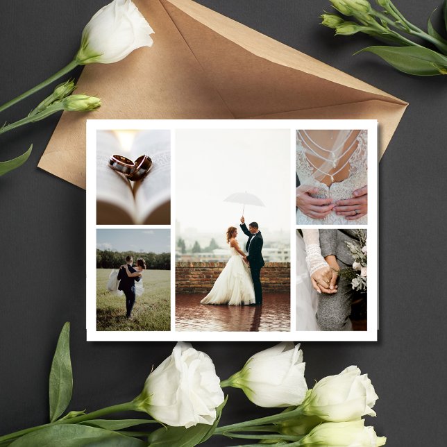 Elegant Wedding Collage Thank You  Postcard (Elegant Wedding Collage Thank You Postcard)