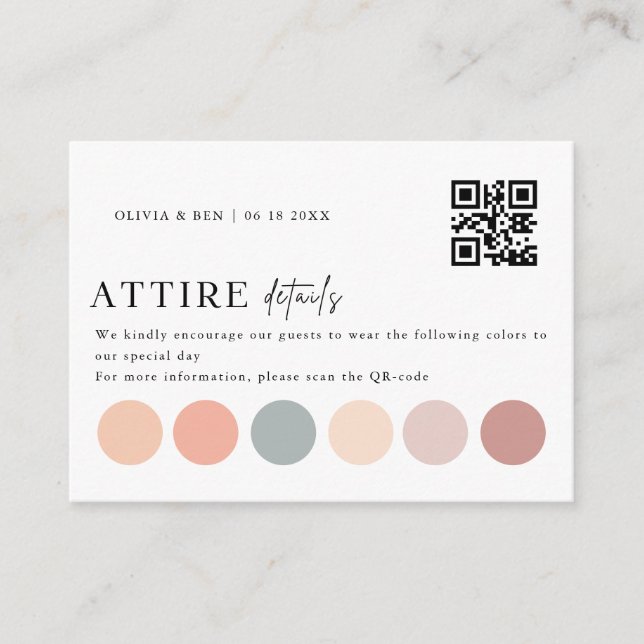 Elegant Wedding Color Dress Code Insert  (Front)