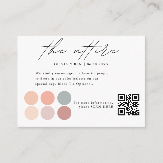 Elegant Wedding Color Dress Code Insert  (Front)