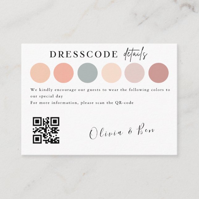 Elegant Wedding Color Dress Code Insert  (Front)