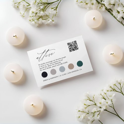 Elegant Wedding Color Palette Attire QR Code Enclosure Card